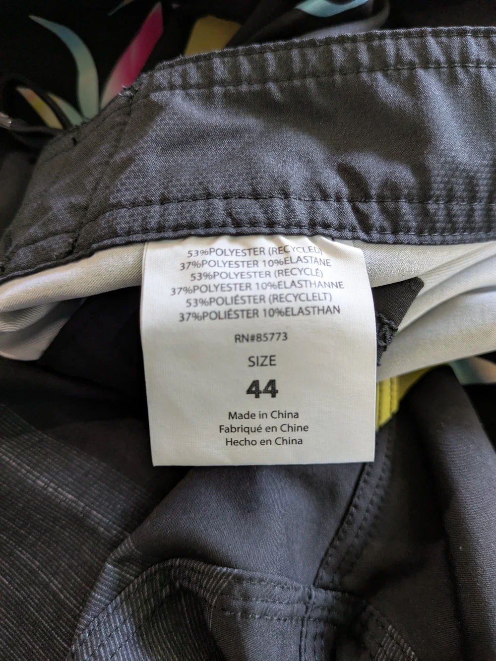 O'Neill Black Swim Board Shorts with Pastel Tropical Stripe